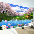 Photo Wallpaper 3D Cherry Blossom Swan Lake Landscape Murals Living Room TV Sofa Bedroom Background Wall Decor Papel De Parede
